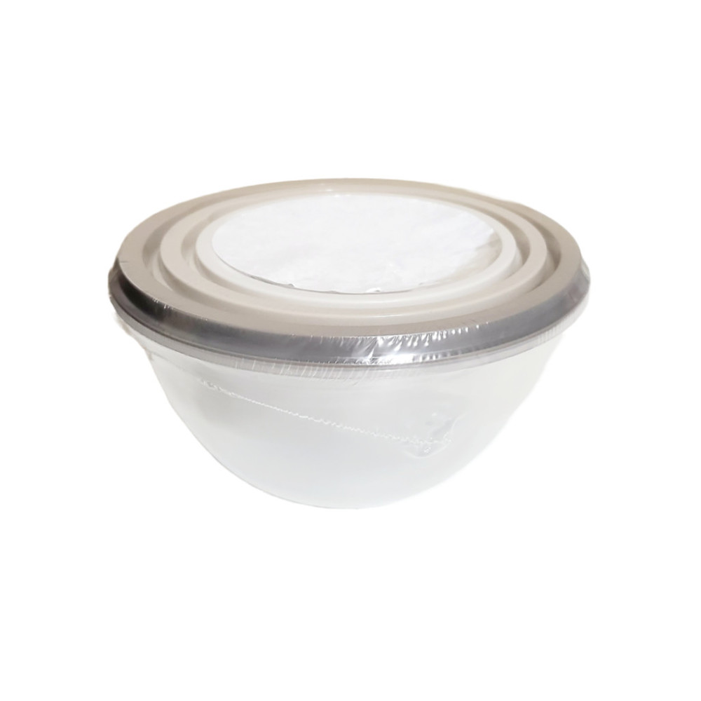 Lot of 3 Round Containers Food Storage Nesting Bowl with Lid BPA free Gray NEW